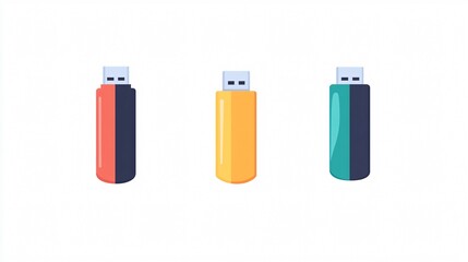 USB Stick Isolated on a White Background Flat Vector Design