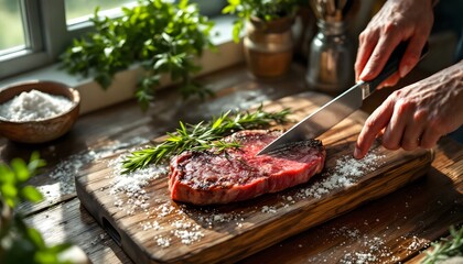 Searing Steak Recipe Juicy Ribeye with Rosemary and Sea Salt
