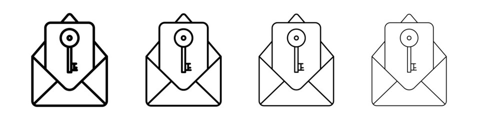 Email security key icon linear logo isolated