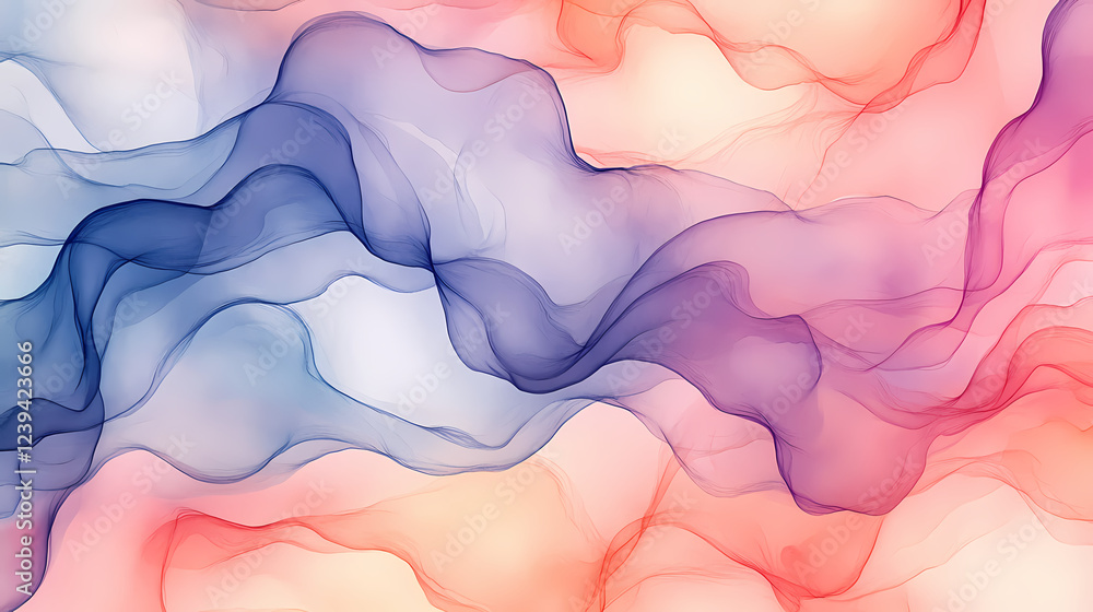 Wall mural softly blended abstract watercolor background featuring a seamless pattern of flowing water with gen