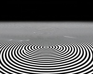 Abstract Black and White Circular Patterns with Rippling Effect