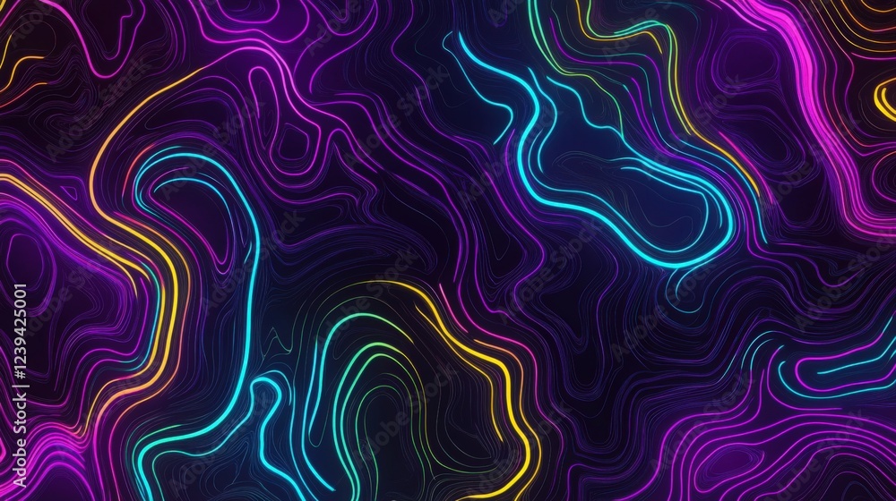 Poster abstract neon swirls colorful vibrant lines pattern