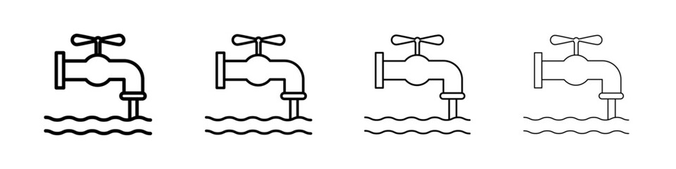 Faucet tap water icon linear logo isolated