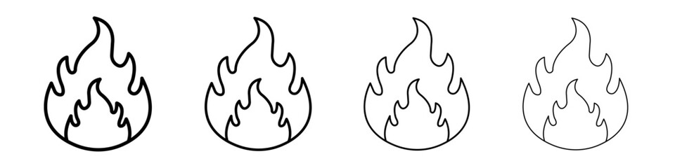 Fire flame icon linear logo isolated