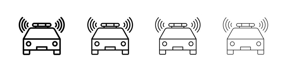 Flashing police car icon linear logo isolated