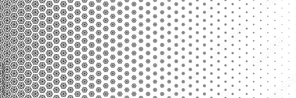 Poster horizontal halftone of trendy black six squares design for pattern and background.