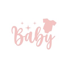 Baby typography design on plain white transparent isolated background for card, shirt, hoodie, sweatshirt, apparel, tag, mug, icon, poster or badge