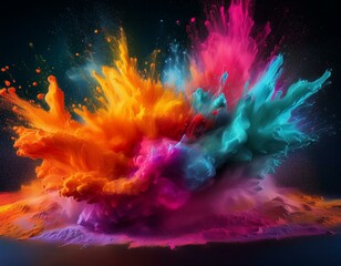 colorful powder splashes creating an artistic and vibrant abstract design