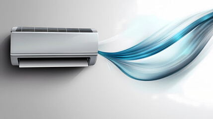 Air flow set of vector elements on a white background abstract light effect blowing from an air conditioner. Movement and Flow. Illustration