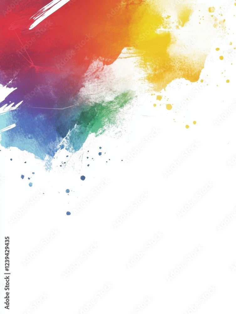 Poster colorful abstract design featuring vibrant paint splashes on white background for art and creative i