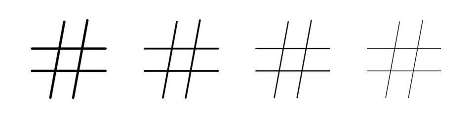 Hashtag icon Outline sign symbol set