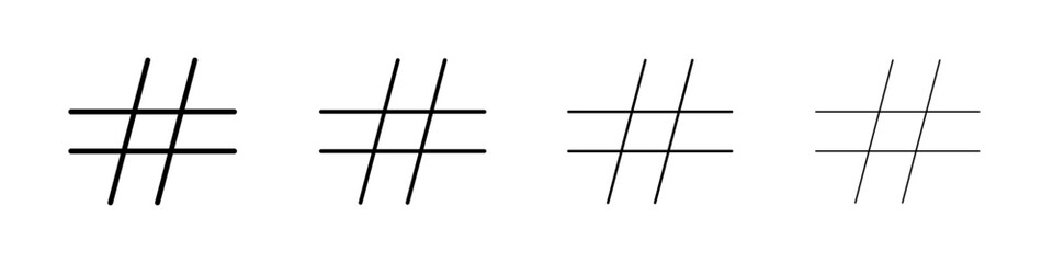 Hashtag icon Outline sign symbol set