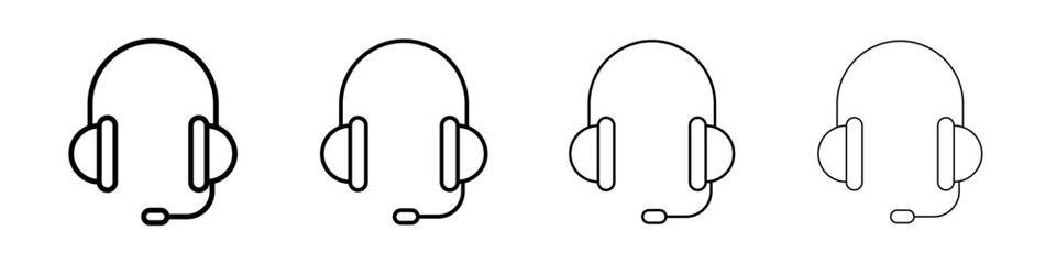 Headphones icon Outline sign symbol set