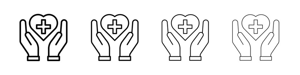 Health insurance icon Outline sign symbol set