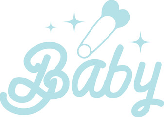 Fototapeta premium Baby typography design on plain white transparent isolated background for card, shirt, hoodie, sweatshirt, apparel, tag, mug, icon, poster or badge