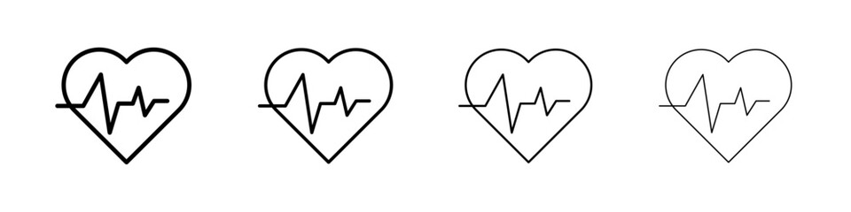 Heart rate icon Outline sign symbol set
