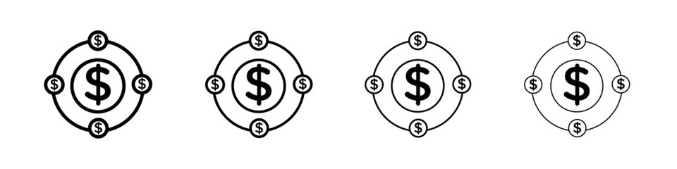 hedge fund icon Outline sign symbol set