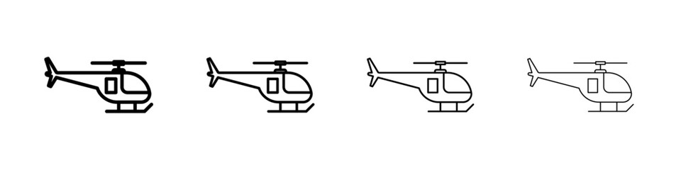 Helicopter icon Outline sign symbol set