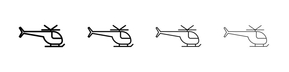 Helicopter icon Outline sign symbol set