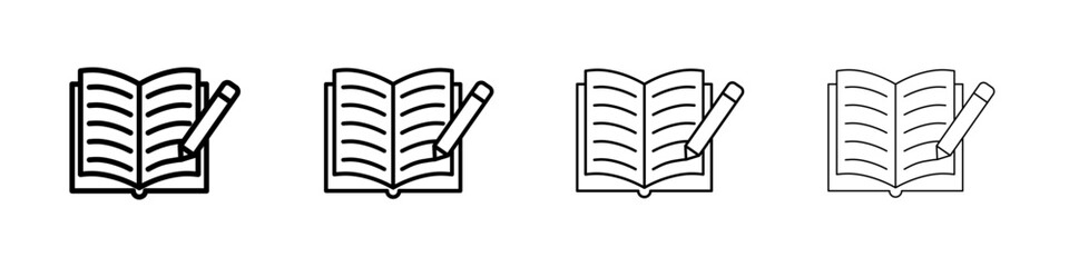 Homework icon Outline sign symbol set