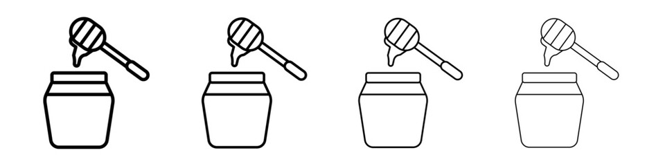 Honey jar with dipper icon Outline sign symbol set