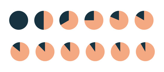 Circle percentage diagrams for infographics. Segment slice circle set isolated. Set of pie charts PNG
