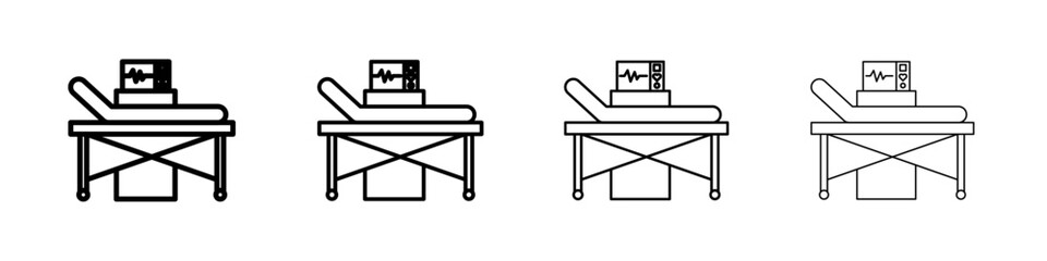 Hospital bed icon Outline sign symbol set