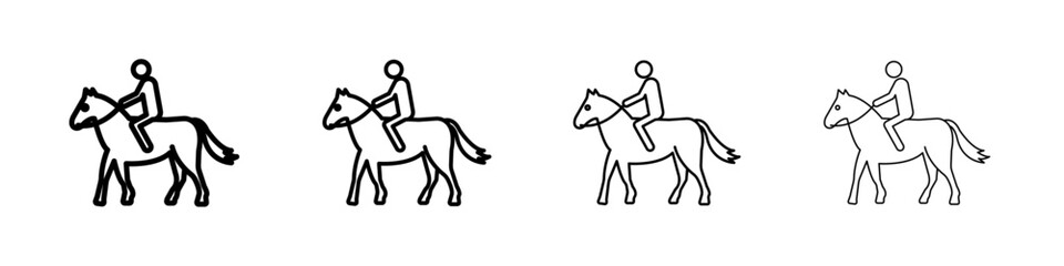 horse Ride icon Outline sign symbol set