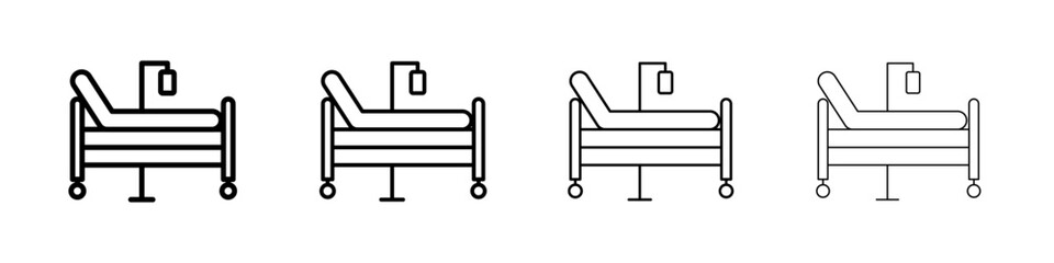 Hospital bed icon Outline sign symbol set