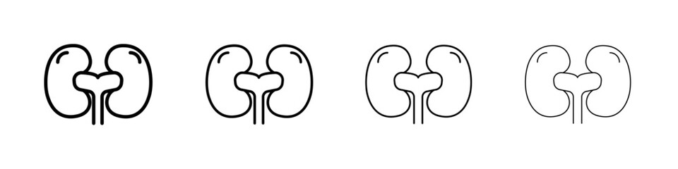 Human kidneys icon Outline sign symbol set