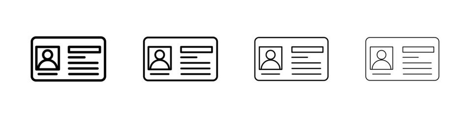 Fototapeta premium Id card icon Outline sign symbol set