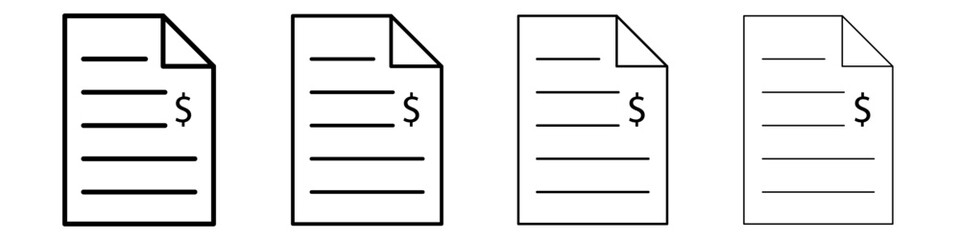 Invoice icon Outline sign symbol set