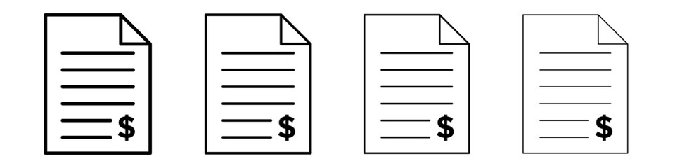 invoice icon Outline sign symbol set