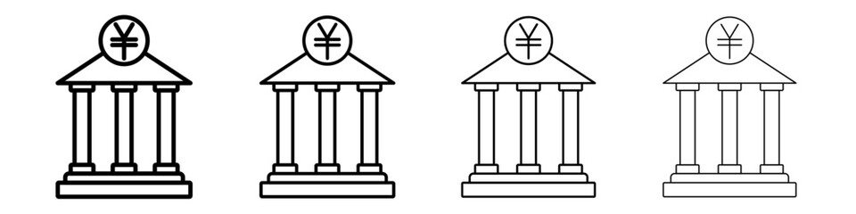 Japanese bank icon Outline sign symbol set