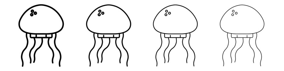 Jellyfish icon Outline sign symbol set
