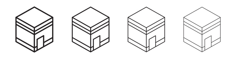 Kaaba icon Outline sign symbol set