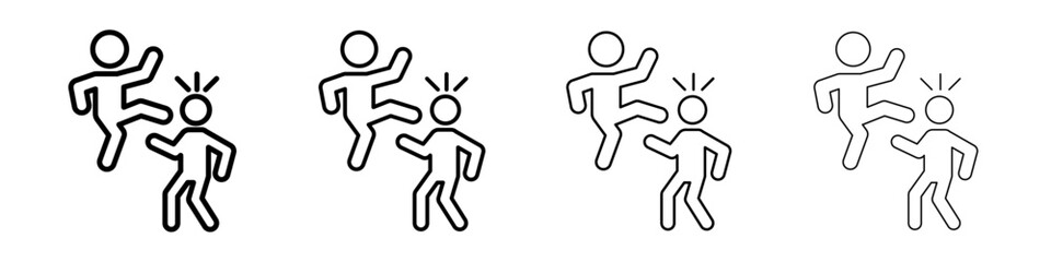 Kickboxing icon Outline sign symbol set