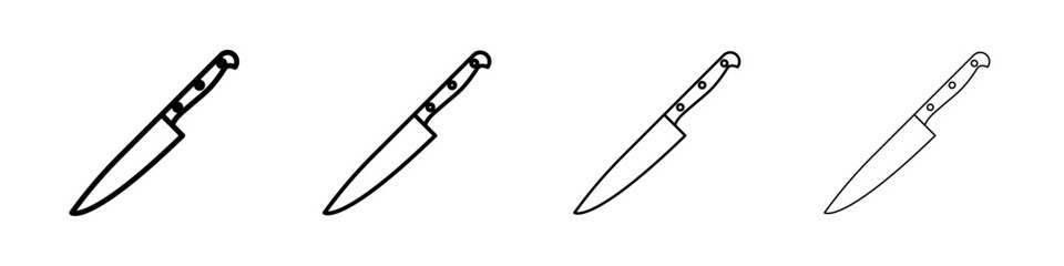 Kitchen knife icon Outline sign symbol set