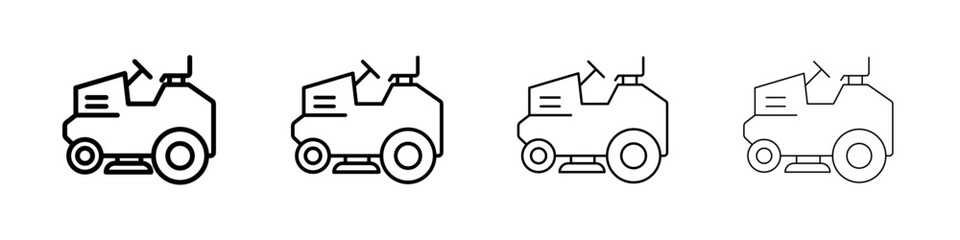 Lawn mower icon Outline sign symbol set