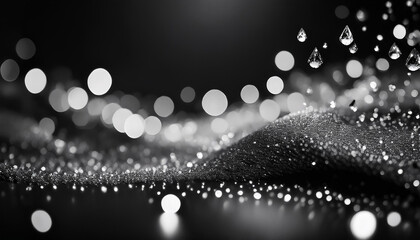 summary black and white bokeh heritage elegant noir droplets sparkle and shine on darkish background like diamonds elegant form curves and lines lovely copy area negative area
