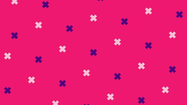 A vibrant and lively pink background adorned with a series of intersecting X shapes in an array of multiple colors