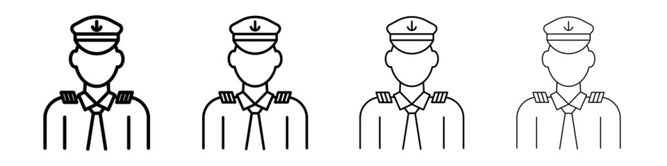 Male chief officer icon Outline sign symbol set