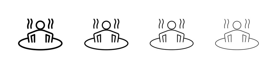 Man relaxing in jacuzzi icon Outline sign symbol set
