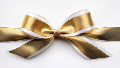 gold and white bow isolated white background ai generated