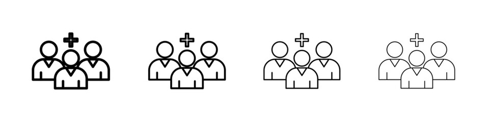 Medical team icon Outline sign symbol set