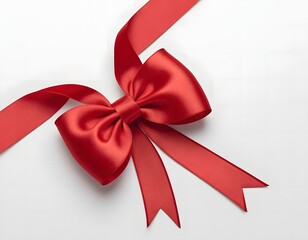Close-up of a red ribbon bow on a transparent background in PNG format. Bow for wrapping a birthday gift. High quality clipart AI generated
