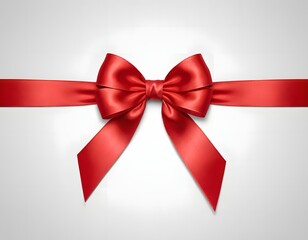Close-up of a red ribbon bow on a transparent background in PNG format. Bow for wrapping a birthday gift. High quality clipart AI generated