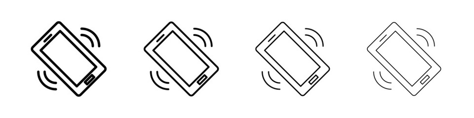 Mobile phone vibrating icon Outline sign symbol set