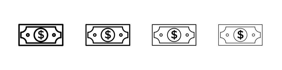 Money icon Outline sign symbol set
