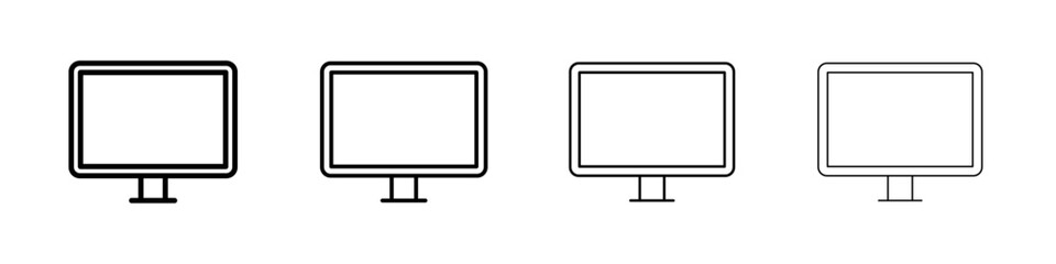 Monitor icon Outline sign symbol set